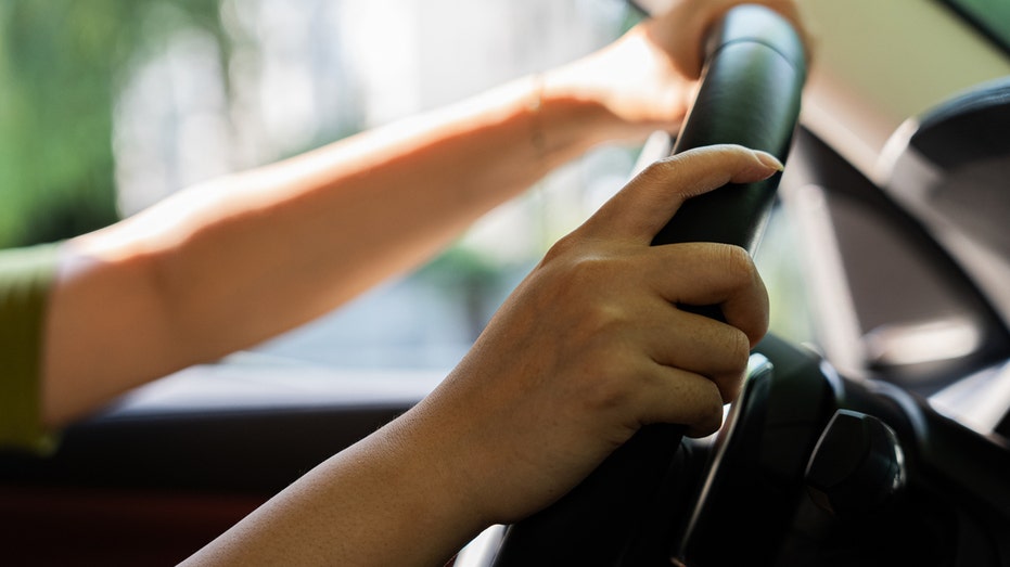 Woman driving car