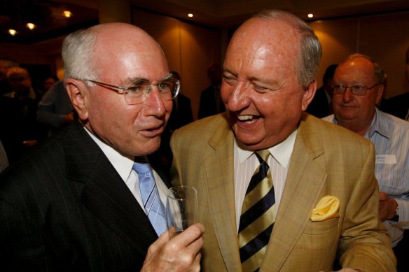 Former PM John Howard with broadcaster Alan Jones, who wielded substantial influence in political circles.