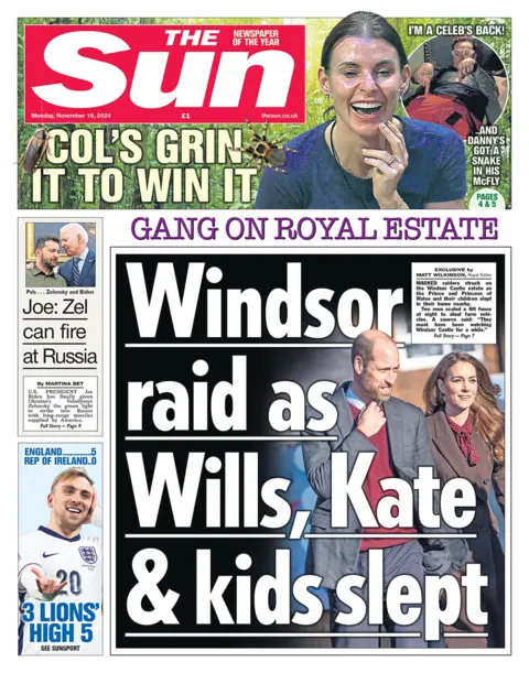 "Windsor raid as Wills, Kate and kids slept" headlines the Sun