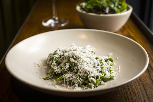 Pasta, nettle, broad bean and ricotta salad at Napier Quarter.