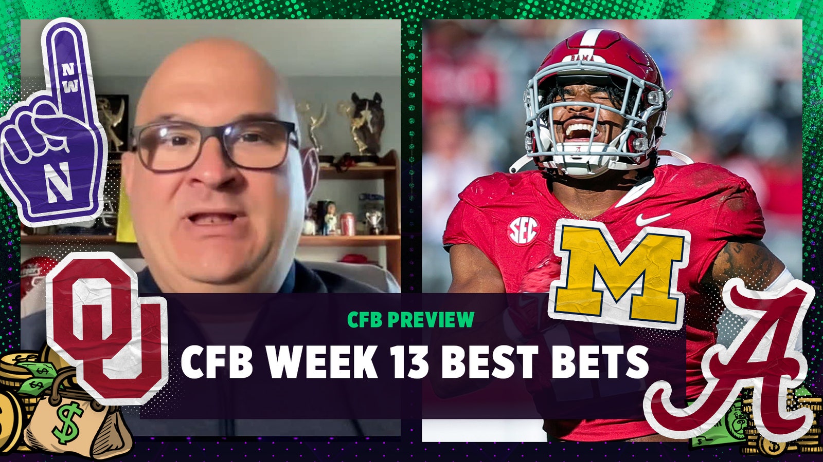 CFB Week 13 Best Bets: Michigan vs. Northwestern, Oklahoma vs. Alabama 