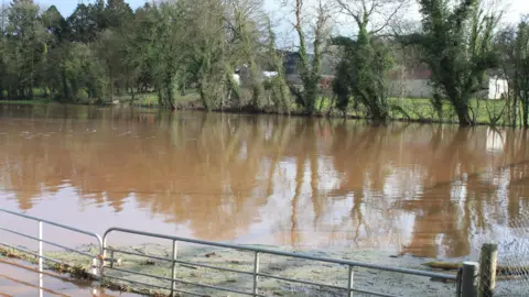 BBC Weather Watchers / Tyrone Rambler The A5 road from Ballygawley Roundabout with the fields flooded on both sides of the road