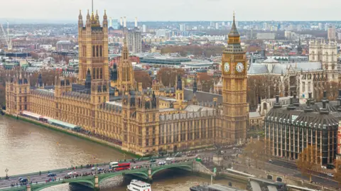 Getty Images Aerial image of the Houses of Parliament in London