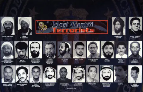 Getty Images A picture of the FBI's most wanted terrorist list