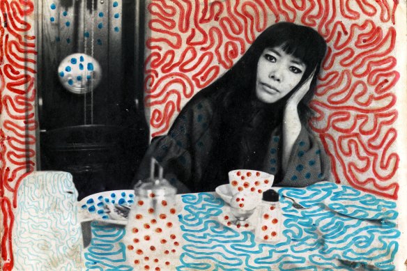 Pension (boarding house), The Hague, 1967. Photo print made by Harrie Verstappen and edited with Magic marker by Yayoi Kusama, 1967.