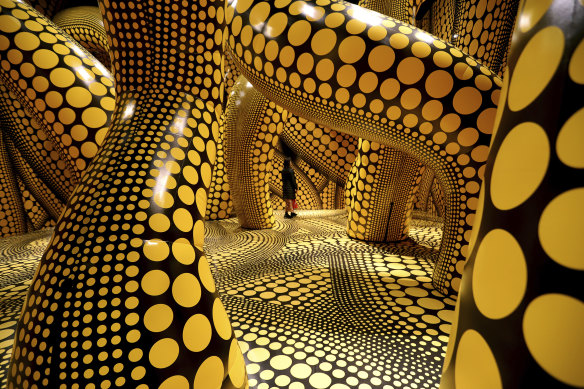 The Hope of the Polka Dots Buried in Infinity Will Eternally Cover the Universe 2019 at Kusama’s solo exhibition, Yayoi Kusama: All About Love Speaks Forever at Fosun Foundation, Shanghai. Courtesy of Ota Fine Arts.