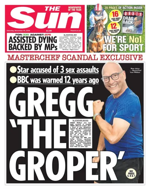 The headline in the Sun reads: Gregg the Groper