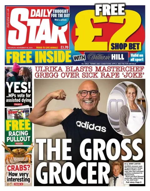 The headline in the Daily Star reads: The gross grocer