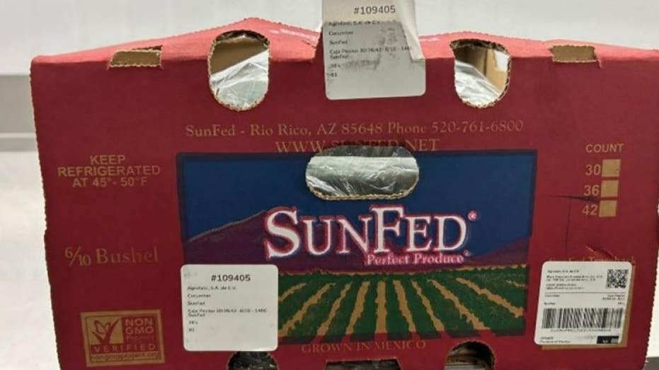 box of SunFed cucumbers