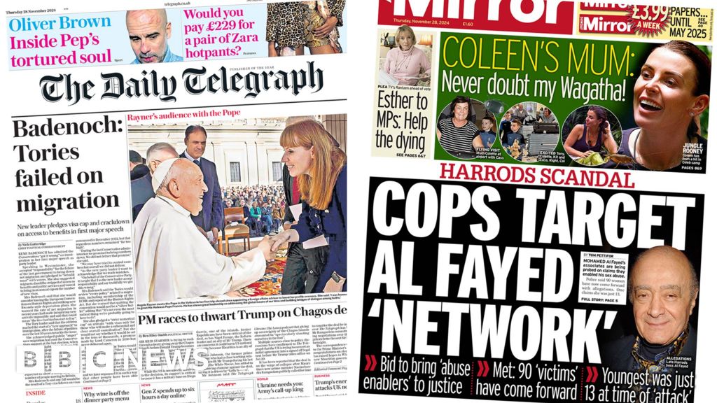 ‘Tories failed on migration’ and ‘cops target Al Fayed network’