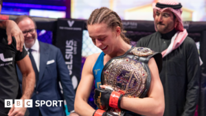 MMA: Dakota Ditcheva stops Taila Santos to become first British woman to win MMA world title