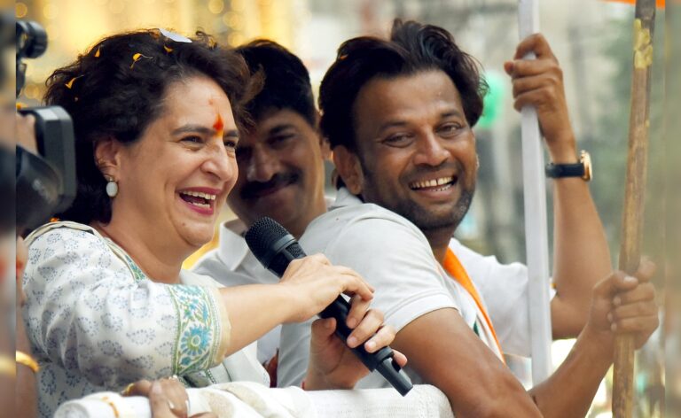 BJP Flags Waved At Priyanka Gandhi During Nagpur Roadshow. She Does This