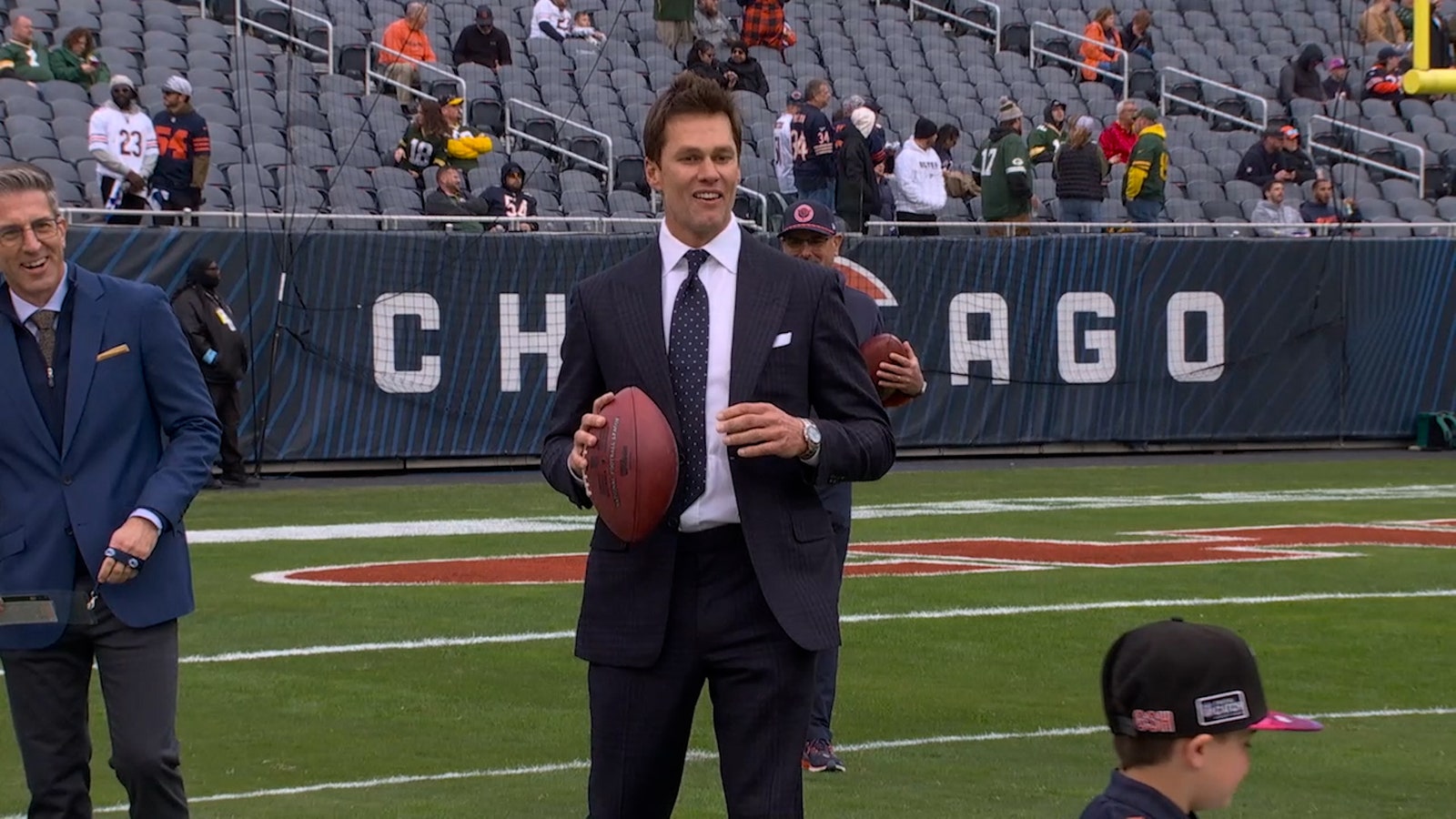 Behind-the-scenes: Tom Brady plays catch with a young fan