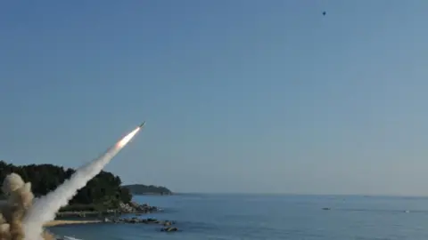 Reuters United States and South Korean troops utilizing the Army Tactical Missile System (ATACMS) and South Korea's Hyunmoo Missile II, fire missiles into the waters of the East Sea, off South Korea, 5 July 2017.