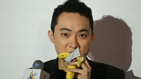 Getty Images Justin Sun eating the banana 