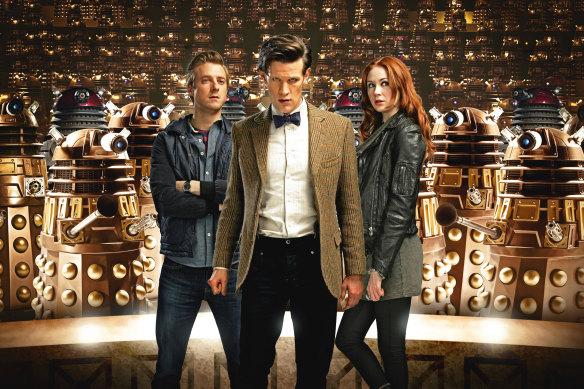 Karen Gillan (right) in Doctor Who with Arthur Darvill and Matt Smith.