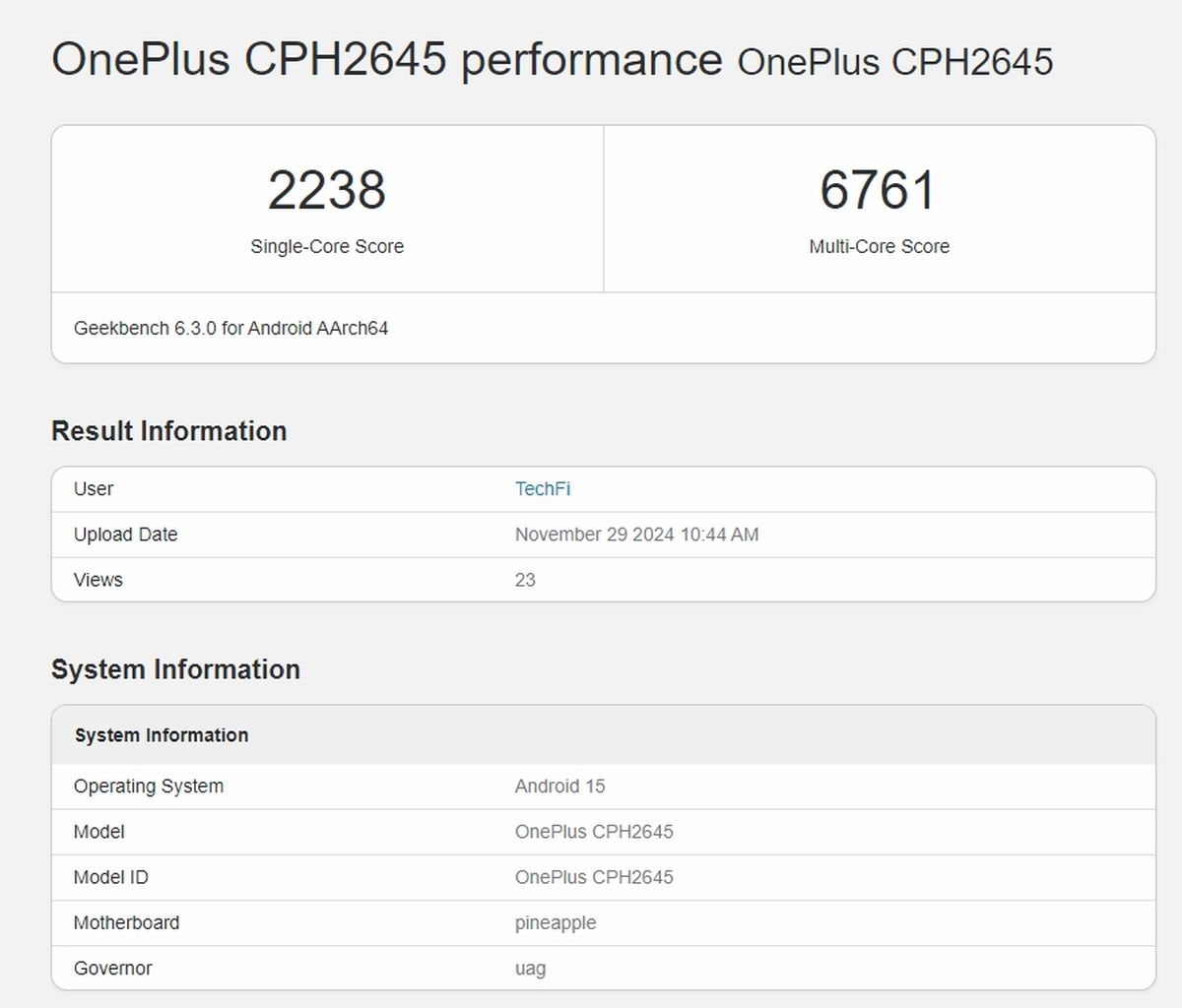 oneplus 13r geekbench oneplus 13r