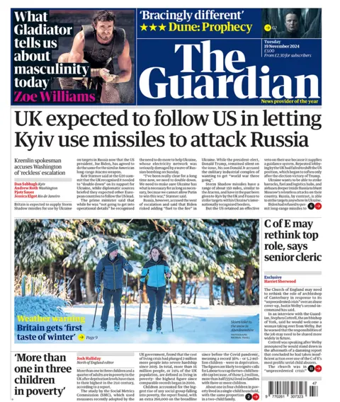 BBC Guardian front page