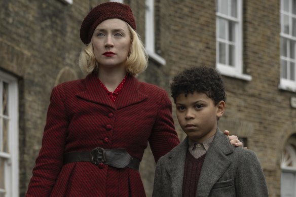 Saoirse Ronan plays Rita, mother to George, played by Elliott Heffernan, in the World War II drama Blitz.