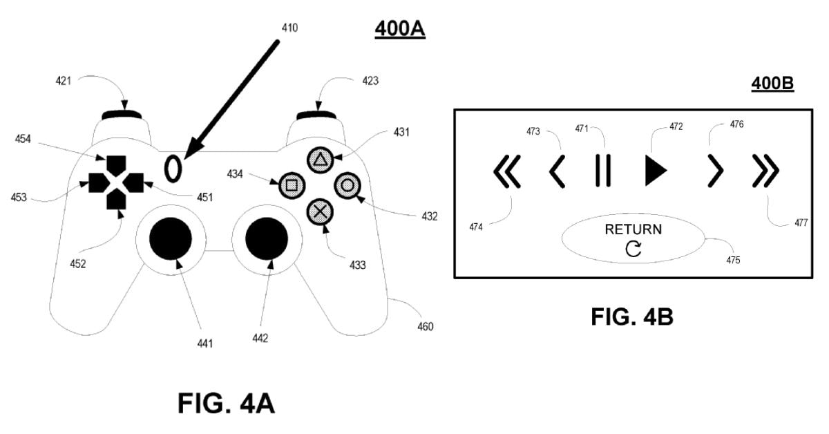 sony rewind button patent inline rewind button