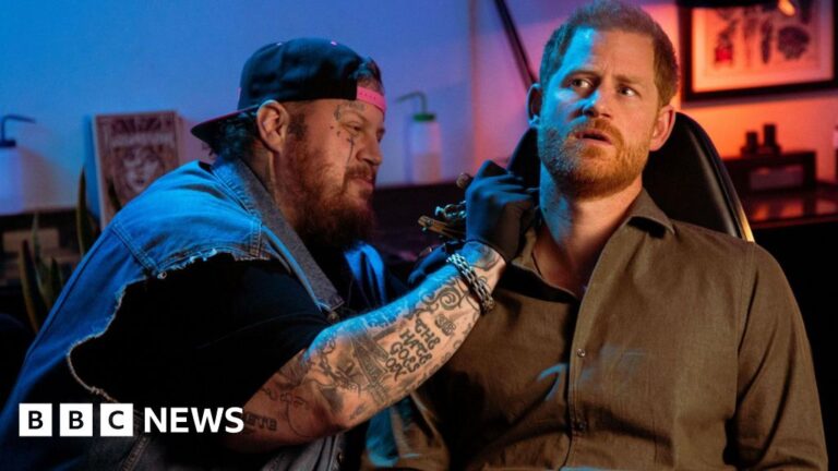 Prince Harry jokes in tattoo sketch for Invictus