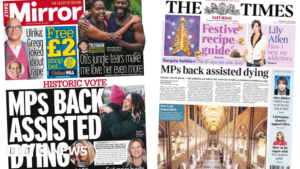 ‘MPs’ historic vote on assisted dying’ and ‘Notre Dame reborn’