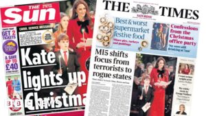 Kate ‘lights up Christmas’ and MI5 focuses on ‘hostile states’