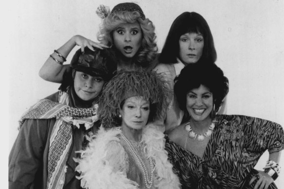 Wax (far right) with Tracey Ullman, Dawn French, Jennifer Saunders and the late Joan Greenwood in <i>Girls On Top</i>.