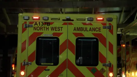 Nutan Patel-West's ambulance parked and waiting to drop a patient at Blackpool Victoria Hospital 