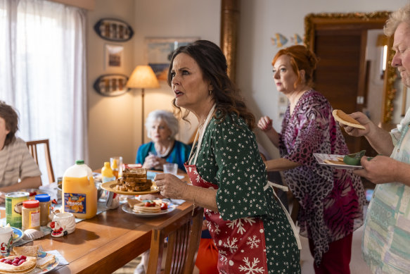 When good Christmases go bad … Jodie Stool (Gia Carides) in full flight over Christmas lunch.