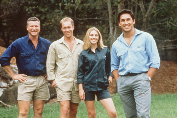 <i>Backyard Blitz</i> presenters Scott Cam (left), Nigel Ruck, Jody Rigby and Jamie Durie back in 2000.