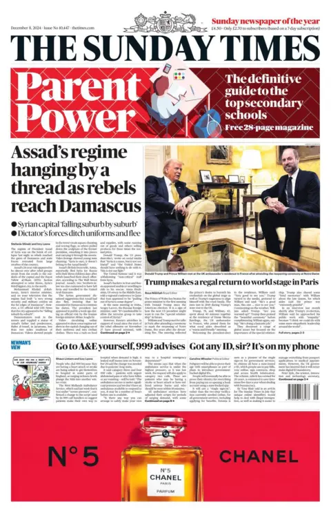 Sunday Times front page 8 December