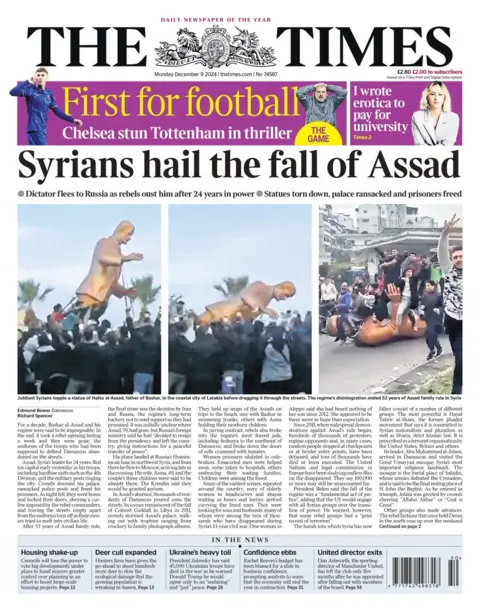 The Times front page 9 December