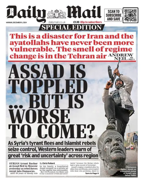 Daily Mail front page 9 December