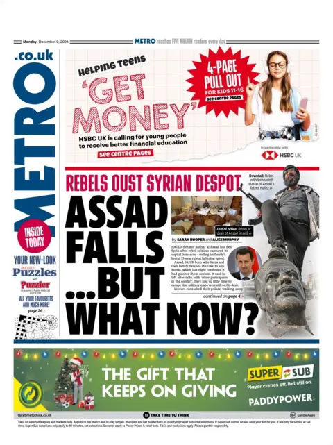 Metro front page 9 December