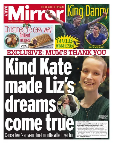 Daily Mirror front page 9 December