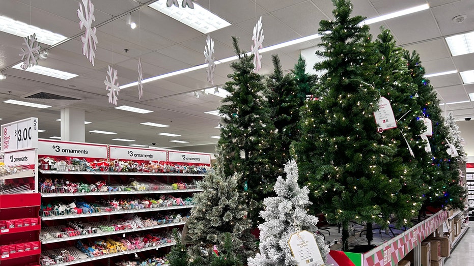 Artificial Christmas trees in store