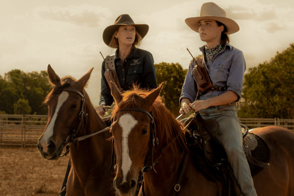 Anna Torv as Emily Lawson and Philippa Northeast as her daughter, Susie, in Territory: a fractured family battles for control.