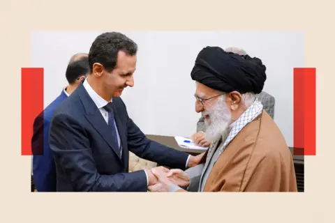 Getty Images Bashar al-Assad and Ali Khamenei shake hands 