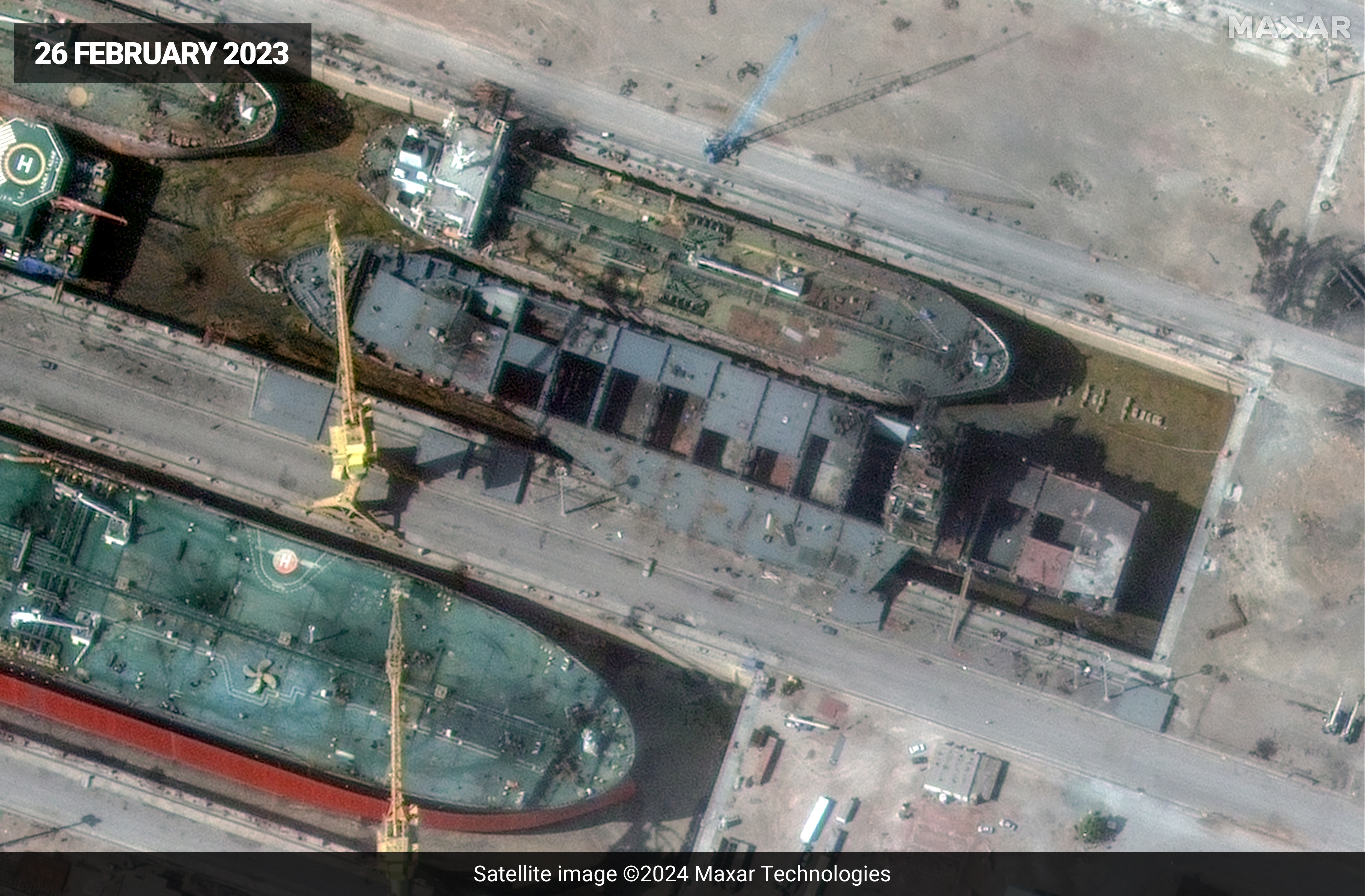 The first image shows the vessel in the dry dock at ISOICO shipyard. High res here