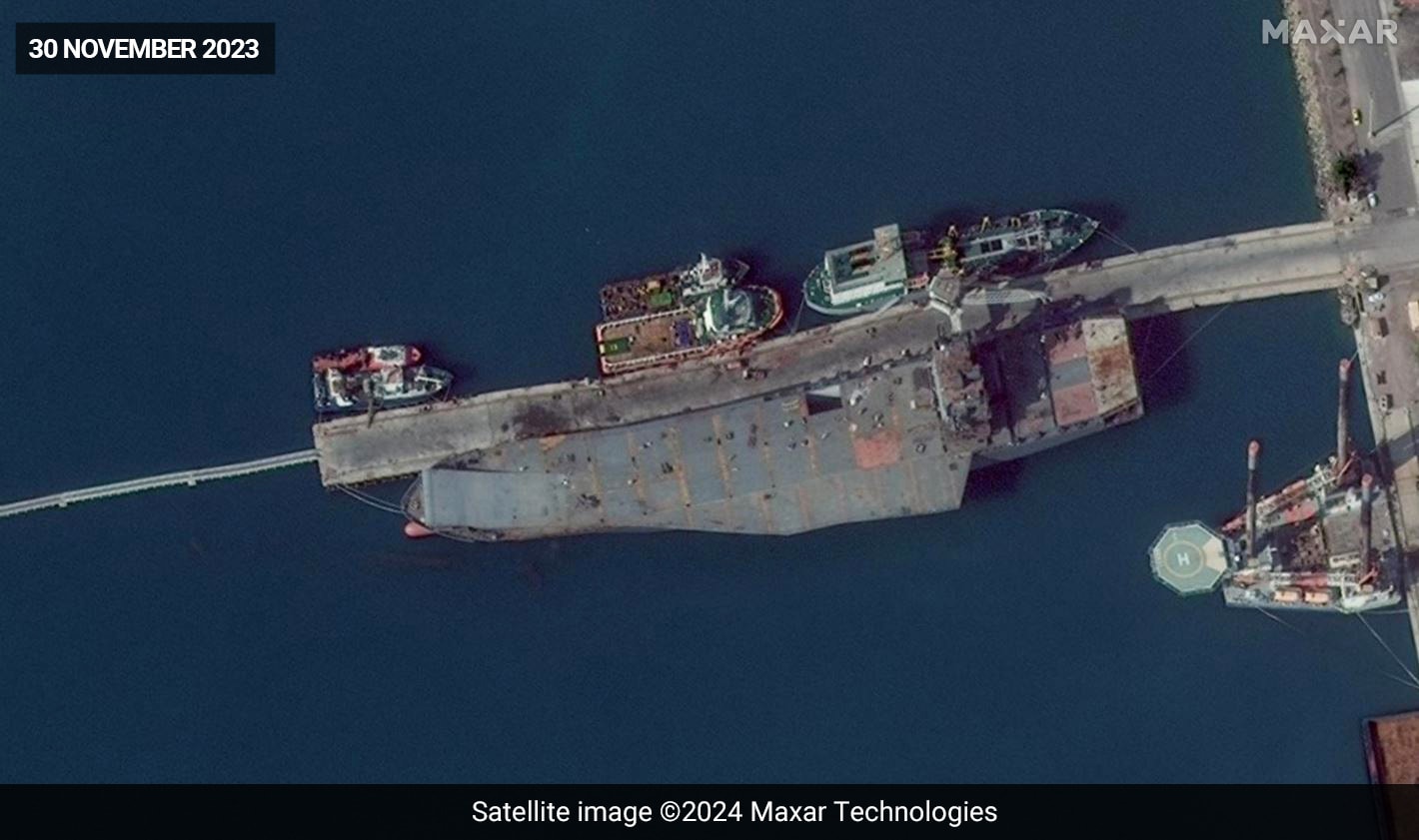 Within 16 days, Shahid Bagheri was moved from the dry dock. High res here