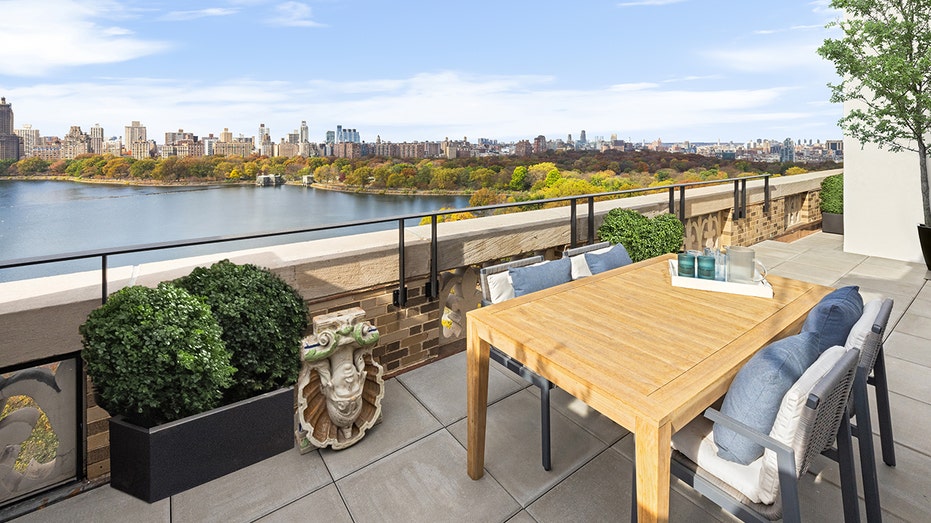 The house features over 2,000 square feet of terraces with views of Central Park and the Reservoir.