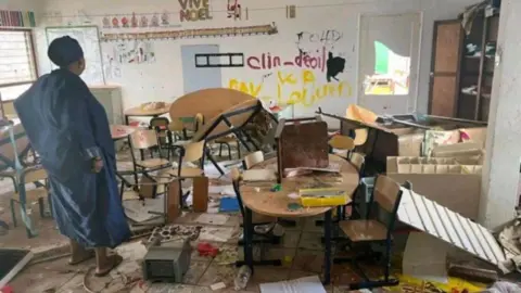 Getty Images A damaged classroom in Mayotte