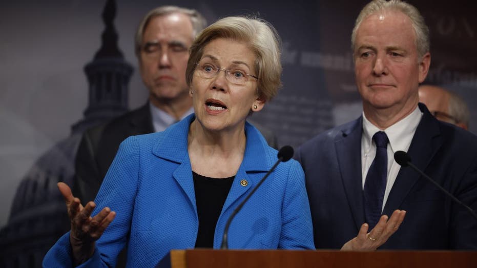 Sen. Warren with other senators at news conference