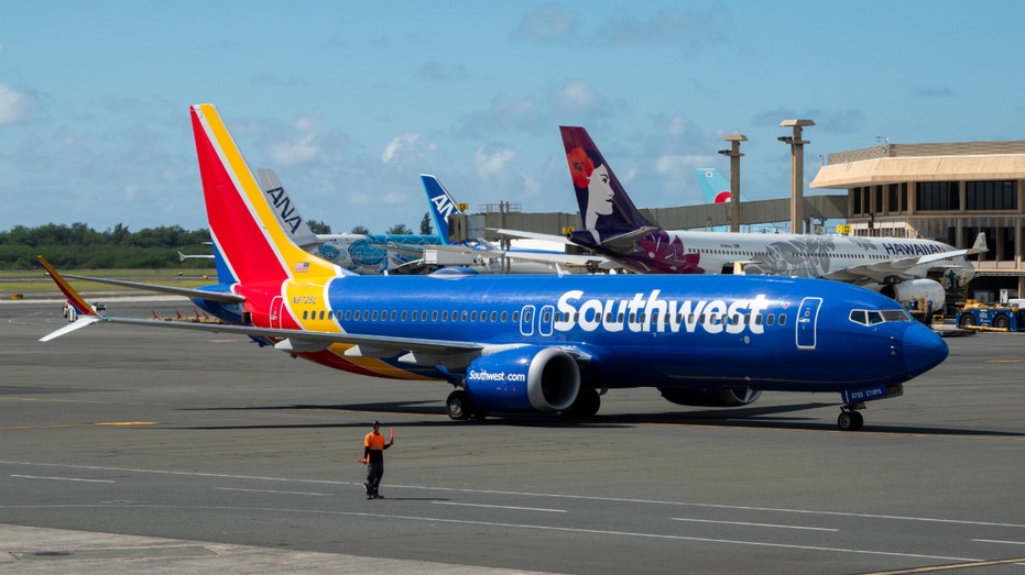 A Southwest Airlines Boeing 737 Max 8 arrives at Daniel K. Inouye International Airport on Jan. 20, 2024, in Honolulu, Hawaii.