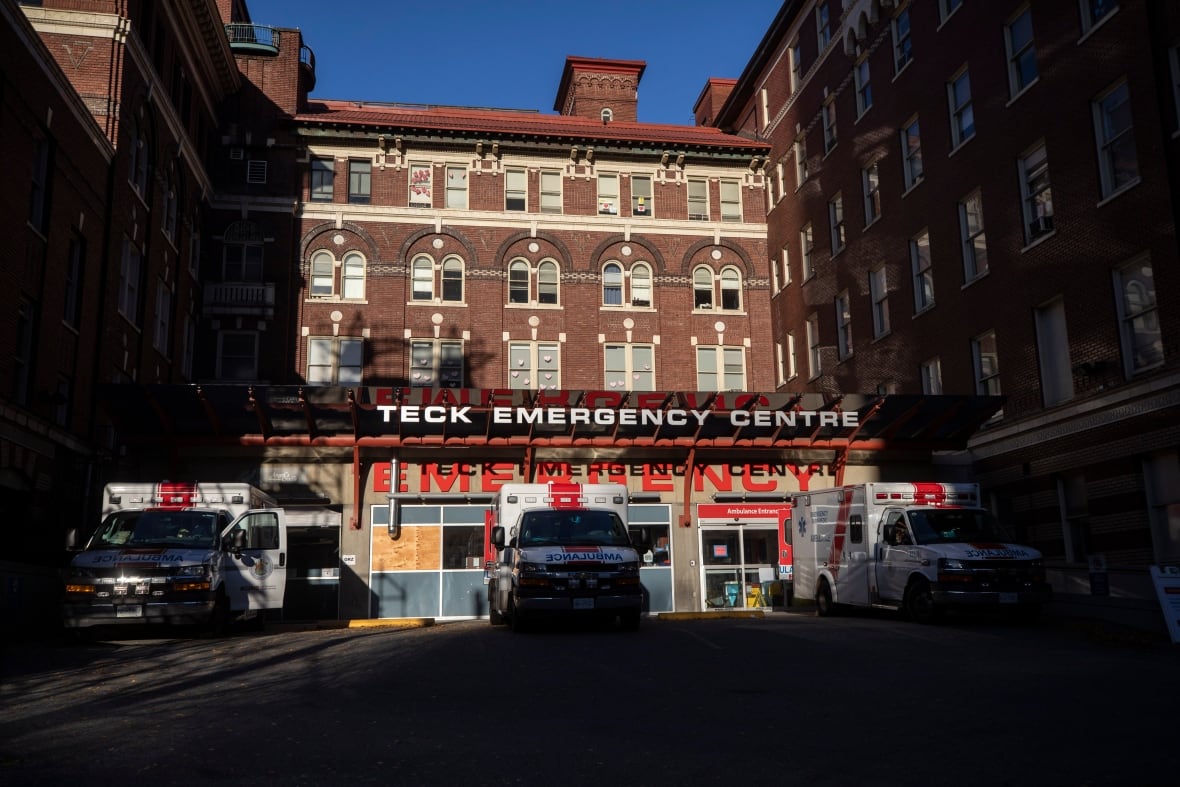 The entrance to the emergency department at a hospital