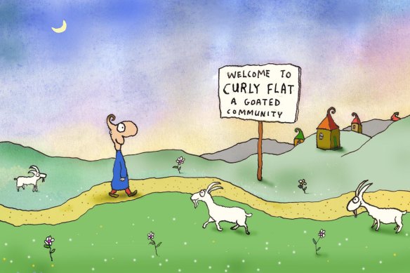 A cartoon featuring one of Leunig’s more beloved characters, Mr Curly.