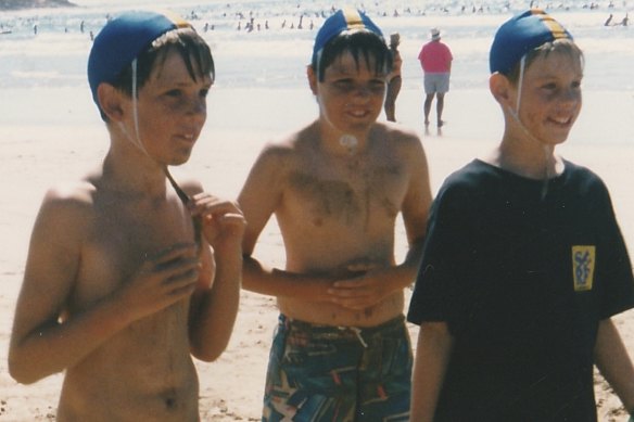 Kangaroo Beach creator Tim Bain (in black) as a nipper at nippers.  