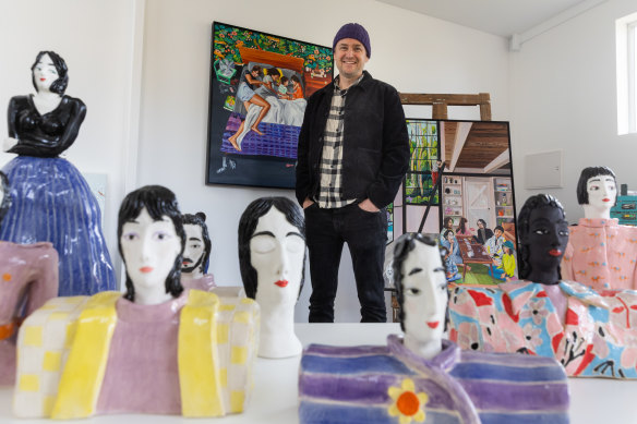 Artist Rob McHaffie at his Castlemaine studio.