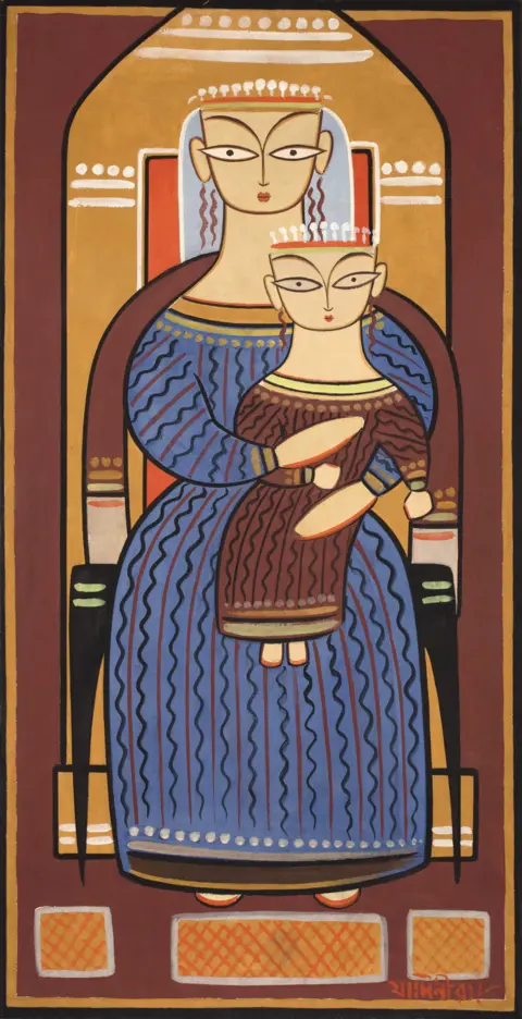 Image Courtesy: DAG A painting of Mary with baby Jesus by Jamini Roy